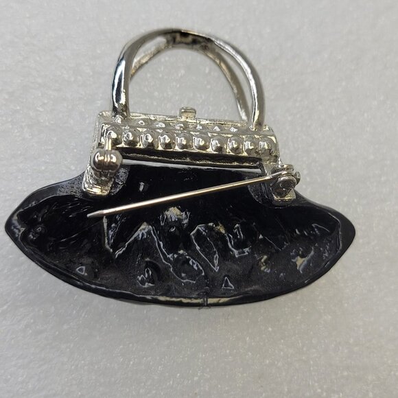 Black Crystal Handbag Brooch Pin - Picture 8 of 8